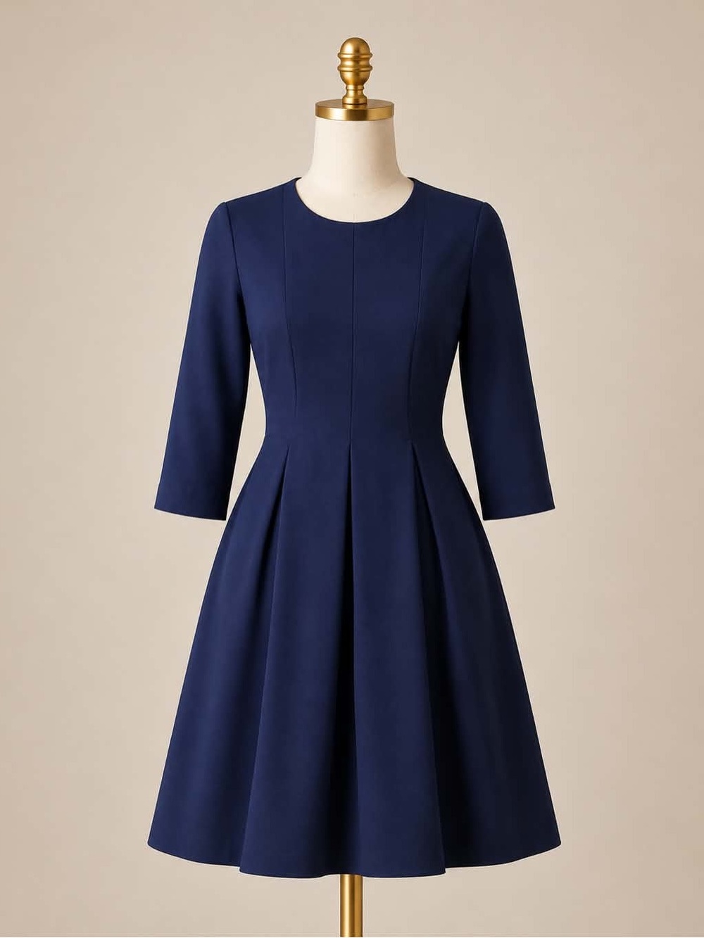 GAP Navy Fit-and-Flare Dress with Three-Quarter Sleeves